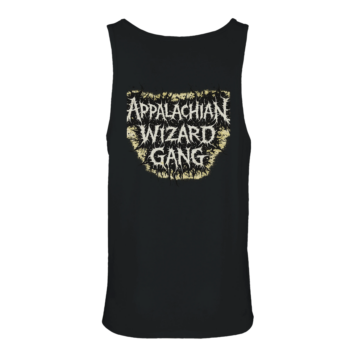 Train Hard Hex Harder men's tank top, Appalachian Wizard Gang design – alternate view