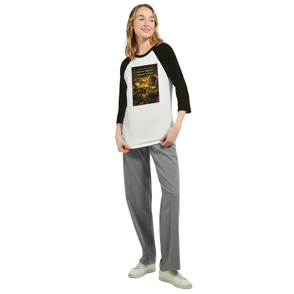Train Hard Hex Harder raglan t-shirt, Appalachian Wizard Gang design – alternate view