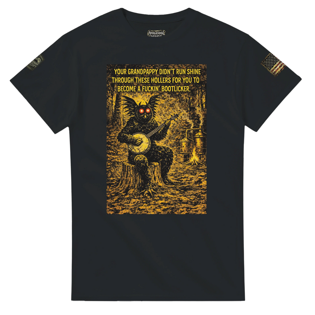 Rebel Mothman cryptid t-shirt, Appalachian Wizard Gang design
