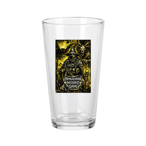 Appalachian Wizard Gang pint glass with Arch-Magus artwork – alternate view