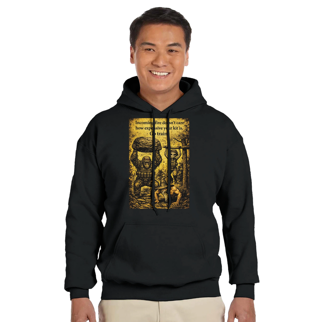 Train Hard Hex Harder pullover hoodie, Appalachian Wizard Gang design – alternate view