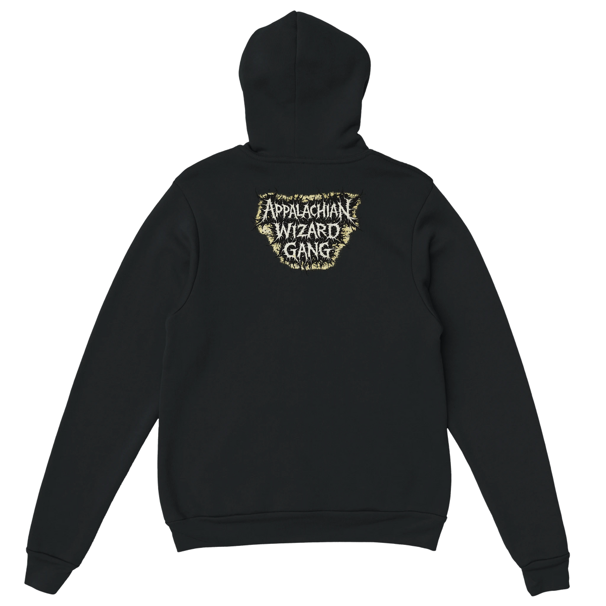 Train Hard Hex Harder pullover hoodie, Appalachian Wizard Gang design – alternate view