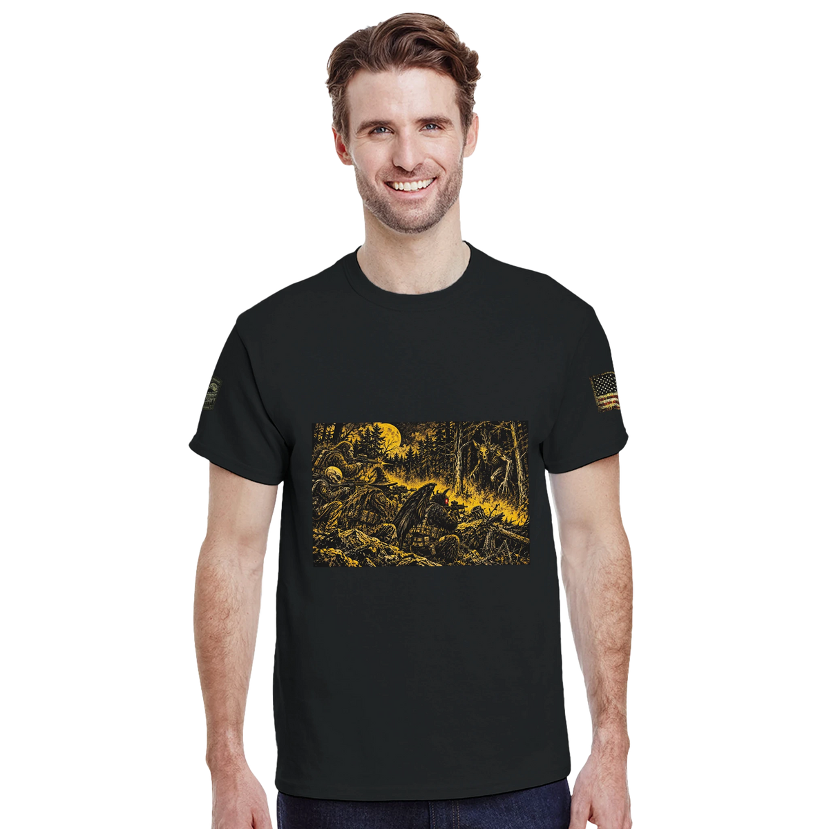 Skinwalker Skirmish cryptid t-shirt, Appalachian Wizard Gang design – alternate view