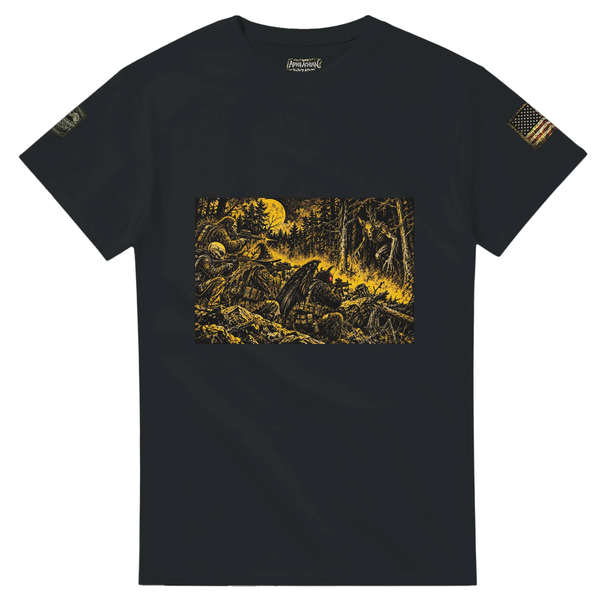 Skinwalker Skirmish cryptid t-shirt, Appalachian Wizard Gang design