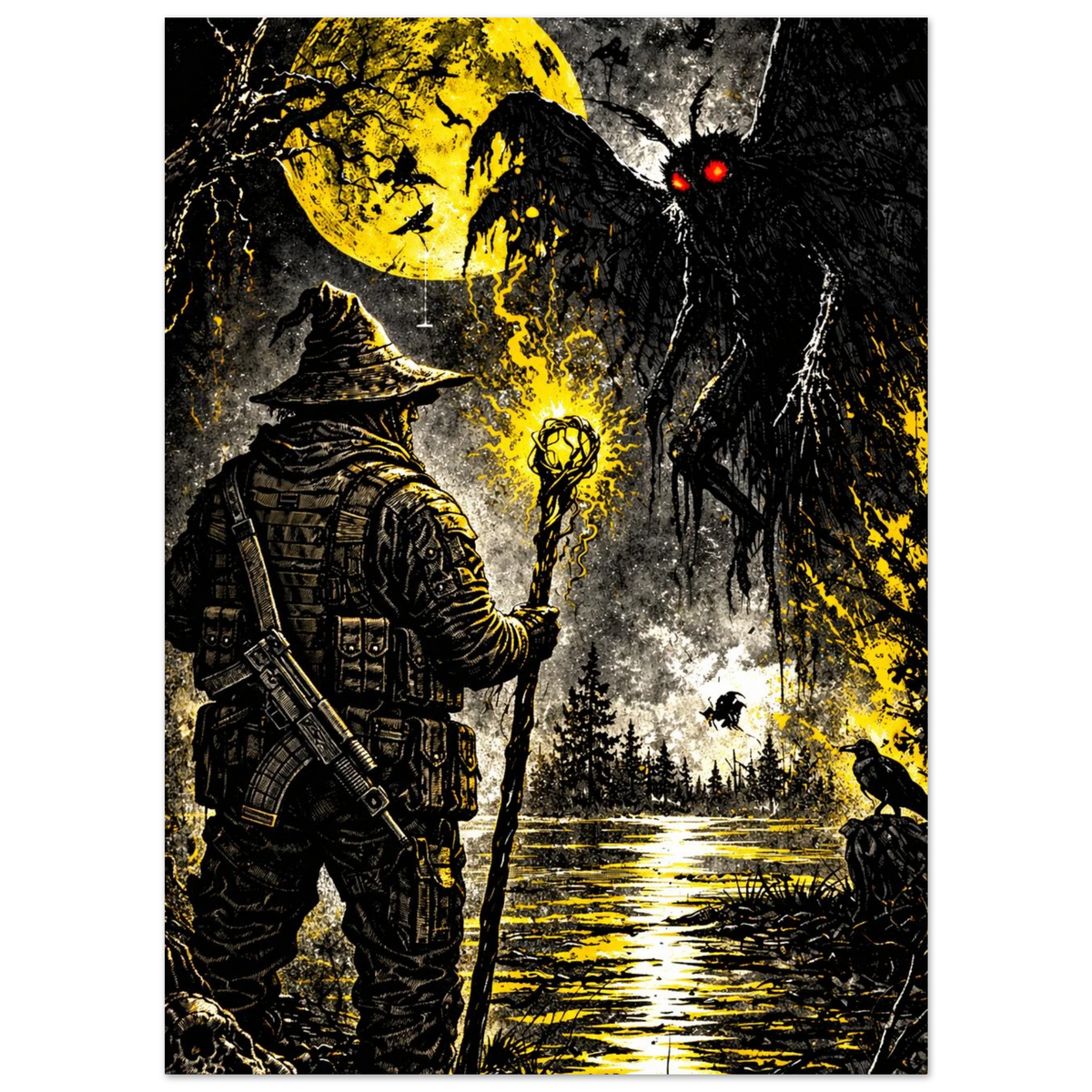 Recruiting the Mothman cryptid art poster