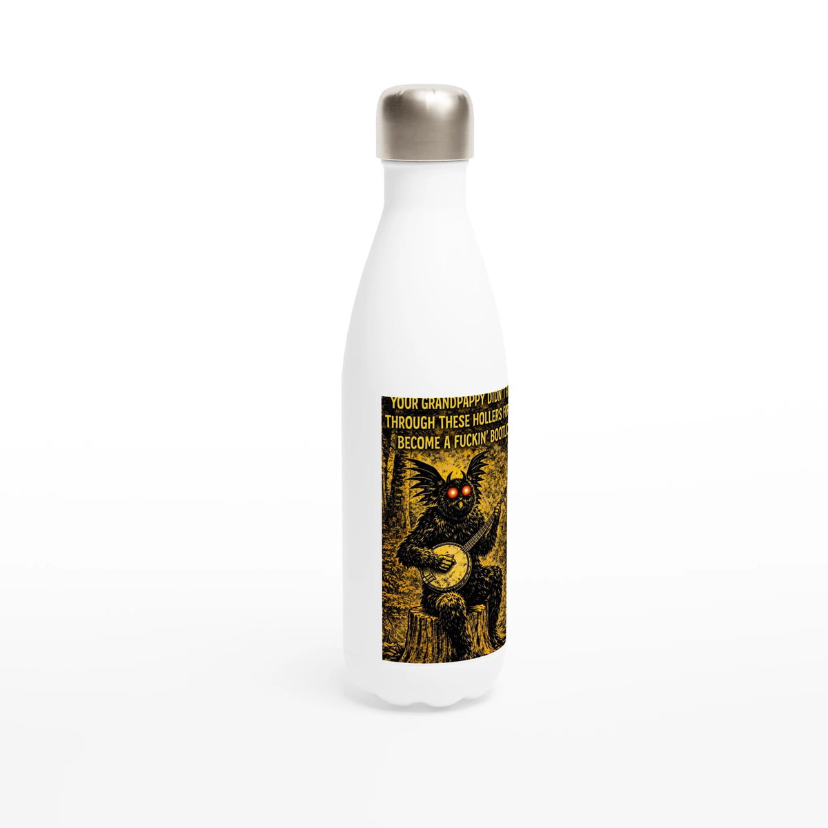Rebel Mothman 17oz moonshine flask, Appalachian Wizard Gang design