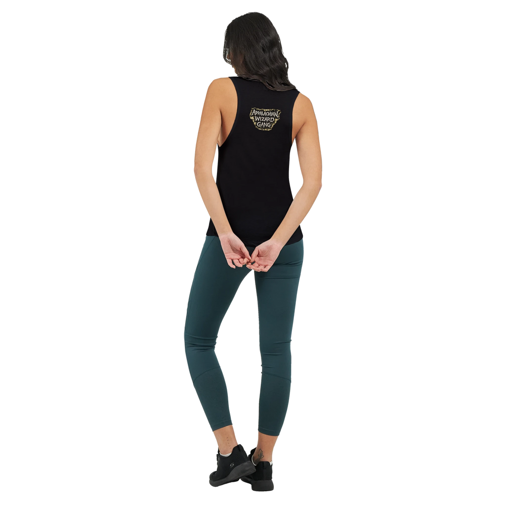Train Hard Hex Harder women's tank top, Appalachian Wizard Gang design – alternate view
